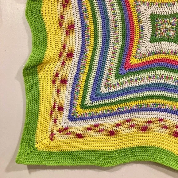 Small Handmade Crochet Blanket 45” x 47” Multicolor - Picture 4 of 16
